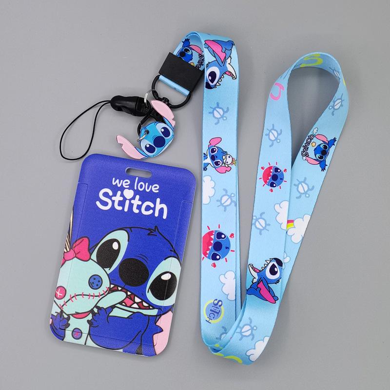 New Stitch Card Holder Anti-lost Cartoon Neck Strap Card Holder Nd Girls Toy Lanyard Badge Clip Present High Quality