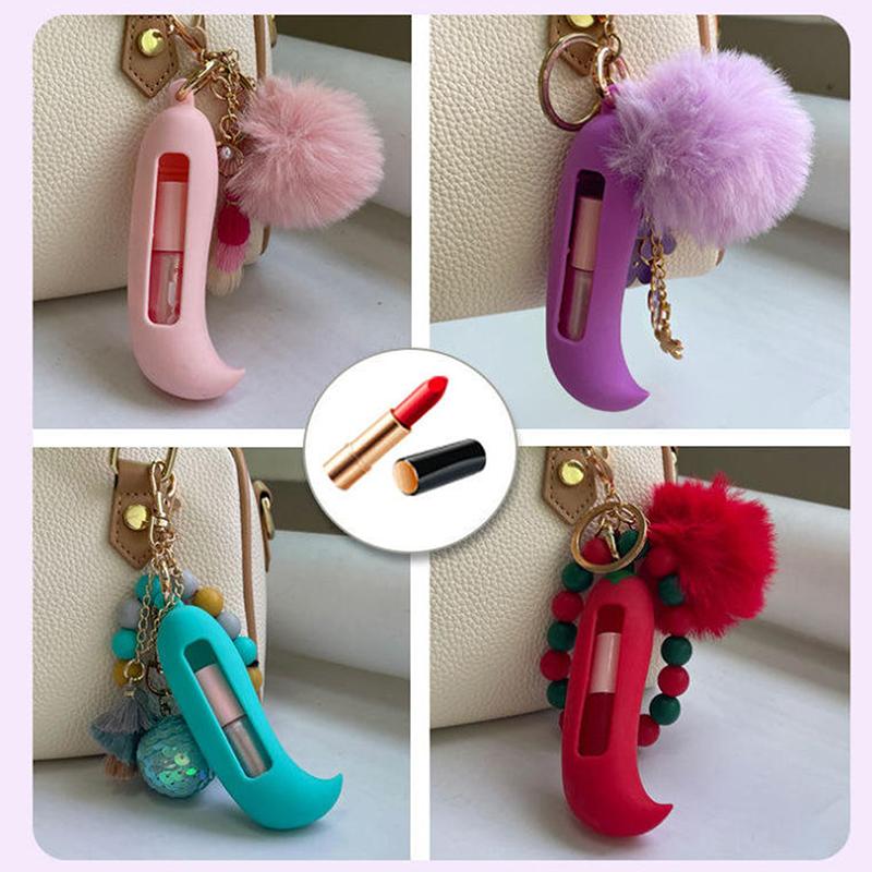 Lipstick Silicone Case Creative Capsule Lipstick Cover Keychains Anti Drop Portable Protective Cover For Cosmetic Makeup Holder
