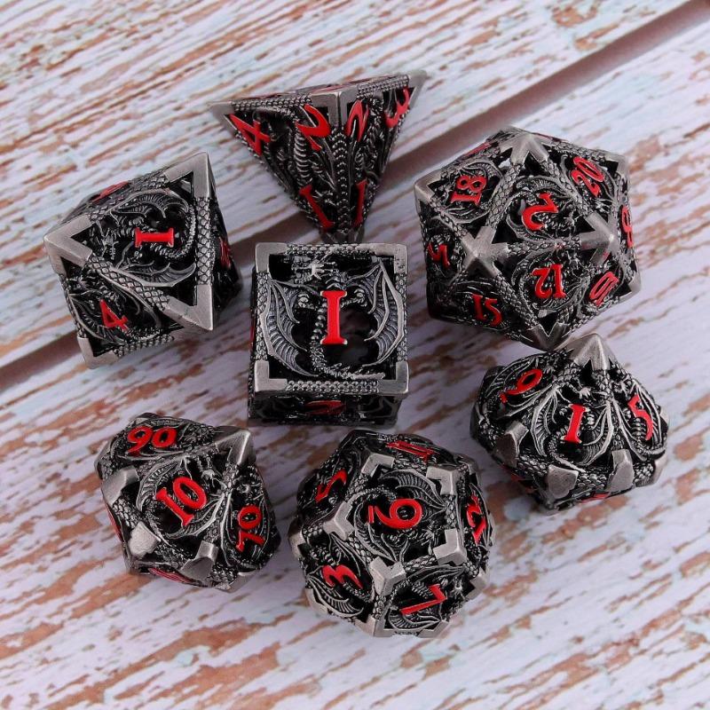 Set di Dadi Metallici Vuoti D&D Dadi Metallici Vuoti D&D 7 Pezzi Dadi Poliedrici