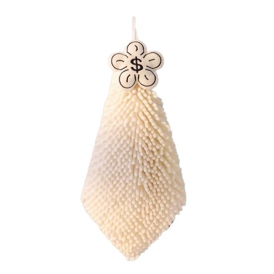 Chenille Hanging Hand Towel Quick Drying Soft Absorbent Fuzzy Ball Hand Towel with Hanging Rope for Home Bathroom Kitchen