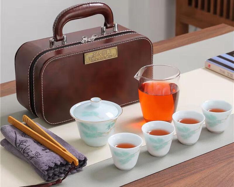 Auspicious Cloud Mutton Fat Jade Porcelain Kung Fu Tea Set