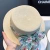 New French Bow Straw Hat Women's Flat-top Sunscreen Hat Summer Casual Sunshade Straw Sun Hat