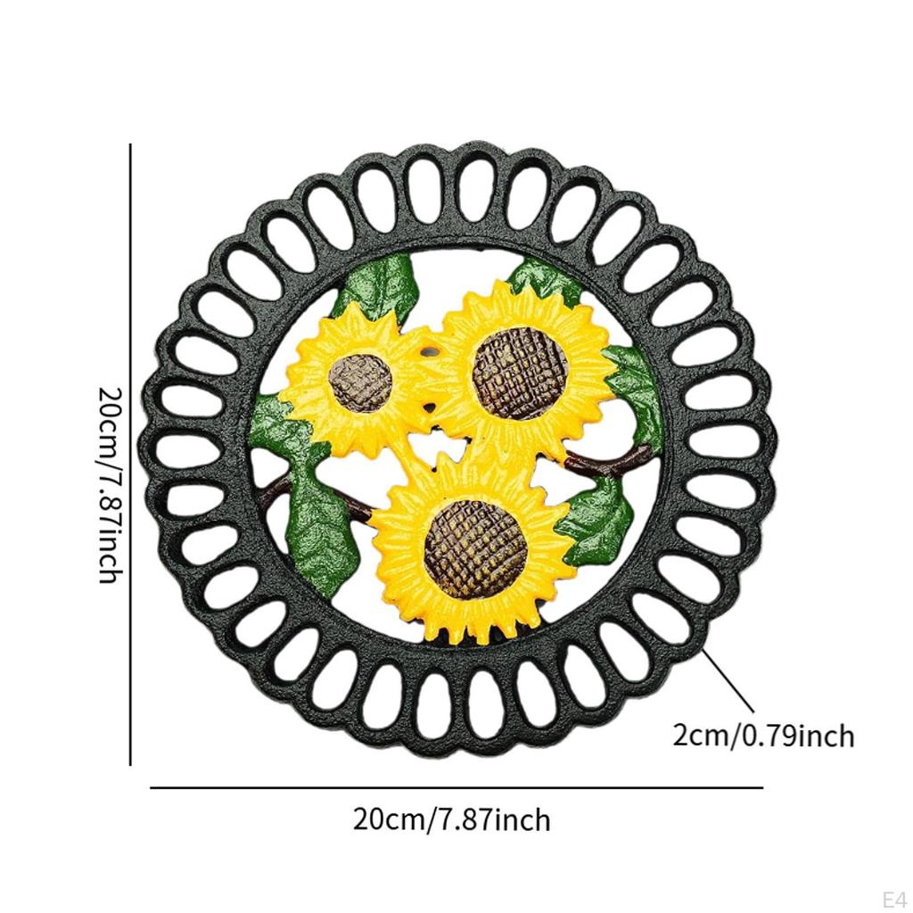 Cast Iron Trivet, Heat Resistant Metal Trivet for Pot Pan Teapot, Sturdy Plate Pad Kitchen