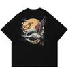 T-shirt unisex con grafica streetwear giapponese Crane Sun