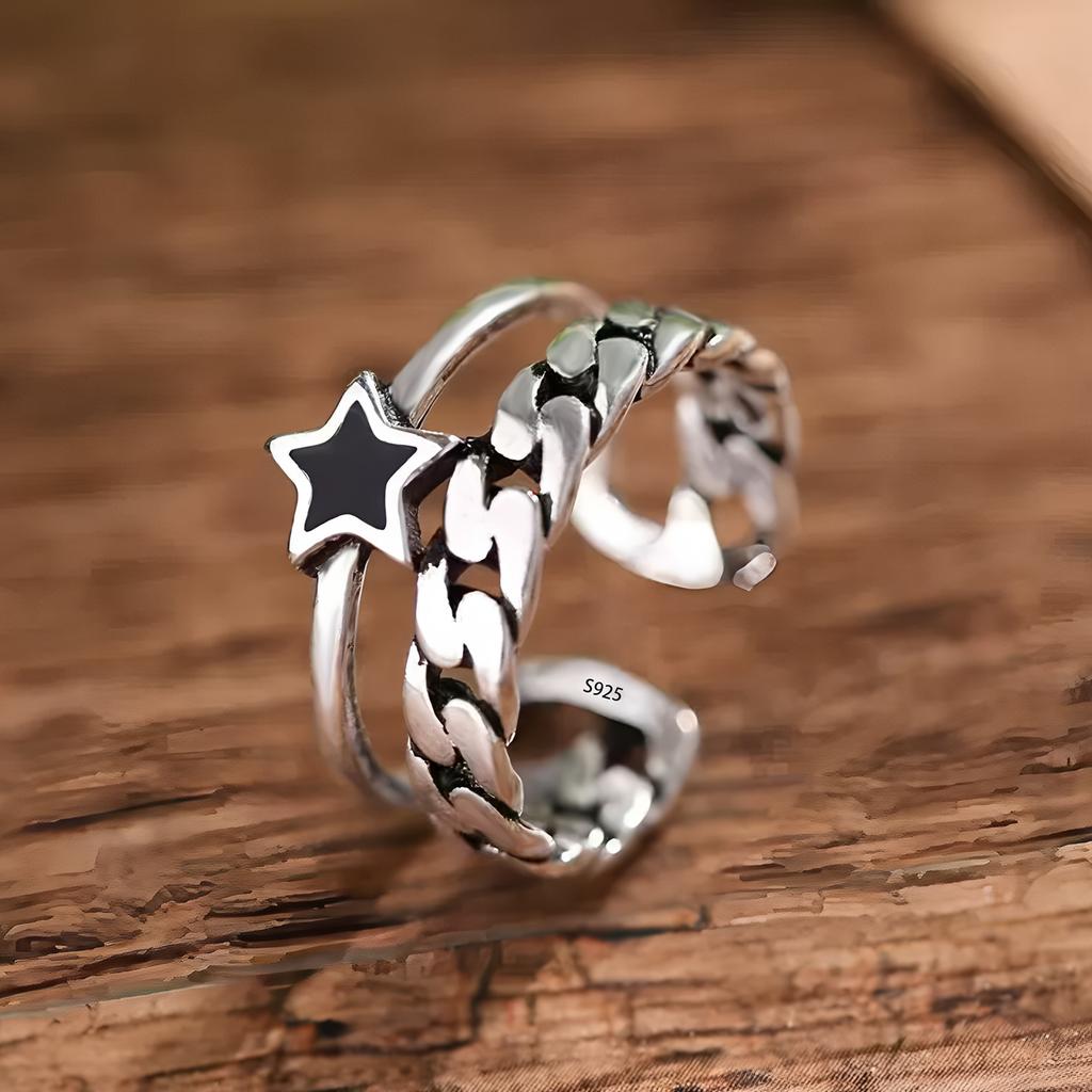 925 Silberringe für Damen Verstellbar Stapelbar Vintage Ring Zubehör Schmuck Geschenk