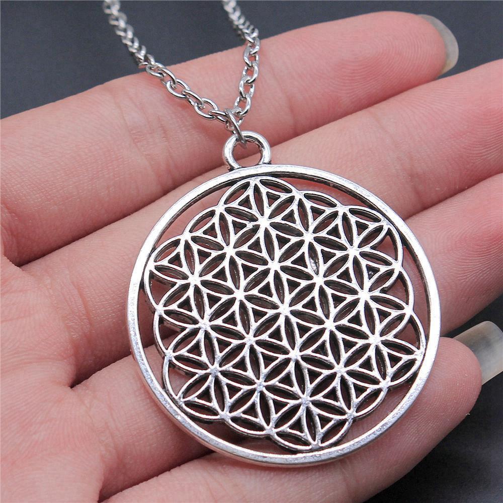 Blume des Lebens Heilige Geometrie Anhänger Antik Bronze Metall Jungen Halskette Trendiges Geschenk