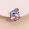 Audio Books Enamel Pins Custom Cartoon Anime Girl Brooches Lapel Badges Clothes Reading Habit Jewelry Gift for Friends