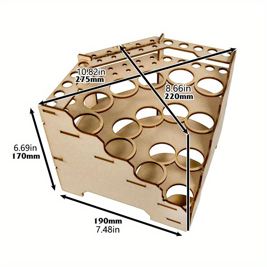 1pc 15/24 holes DIY Pigment Bottle&brush Wooden Storage Organizer Holder,Color Paint Ink Brush Stand Rackfor School&Home.