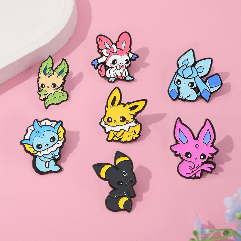 9Pcs Anime Pokemon Lapel Pins Cute Eevee Evolution Enamel Pins Set for Backpacks, Hats, Jackets Perfect Gift for Pokemon Lovers