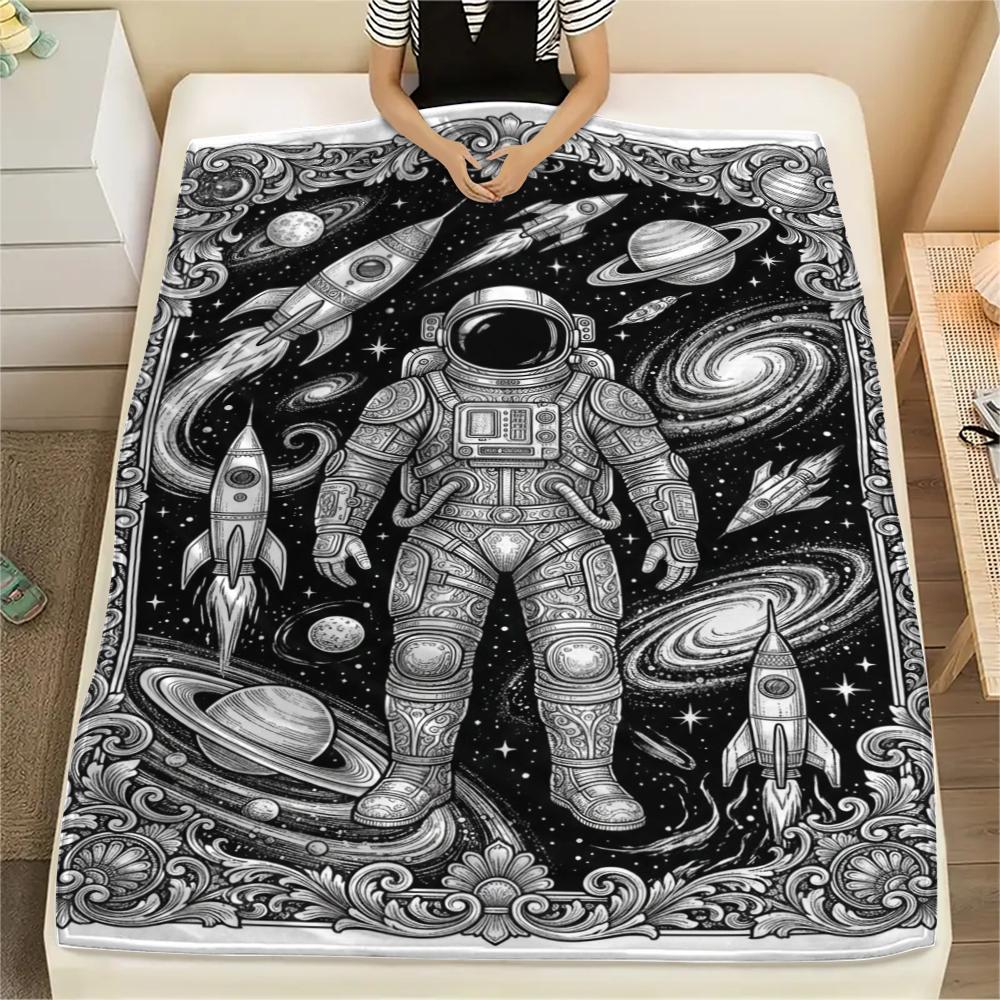 1 Stück Flanelldecke mit Weltraum-Print, Hohe Qualität, Bequem für alle Jahreszeiten, Heimdekoration, Wärme und Komfort, Perfekt für Weihnachtsgeschenke W159