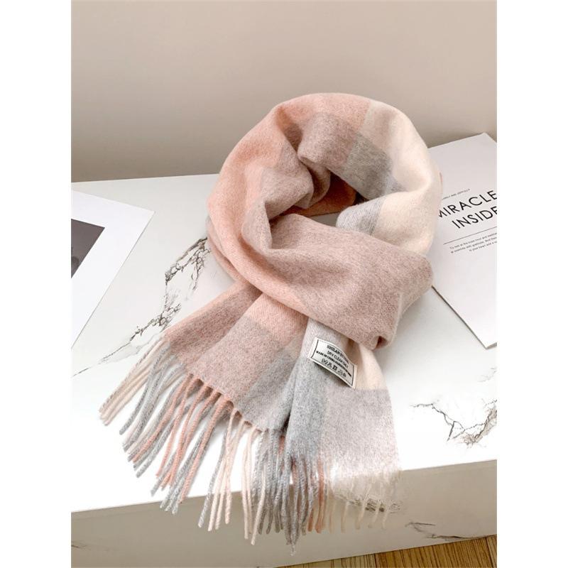 Лучшие товары в Великобритании 100% шерстяной клетчатый шарф женский зимний студенческий — фото 7