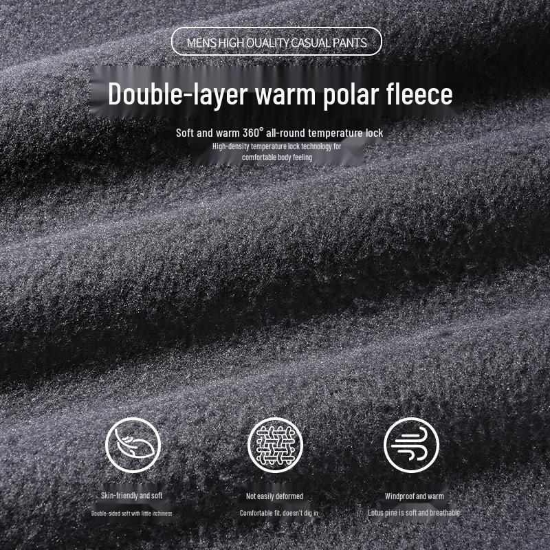 JEANSWEST CLUB Men's Double-Sided Fleece Straight-Leg Casual Pants