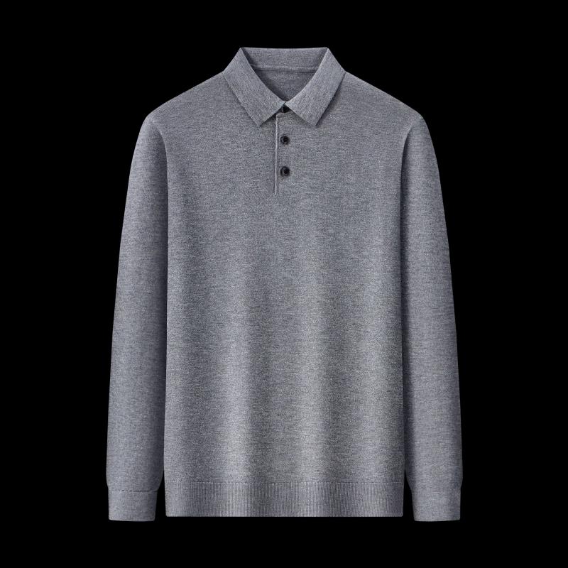 Men's Thin Wool Blend Pullover Polo Shirt