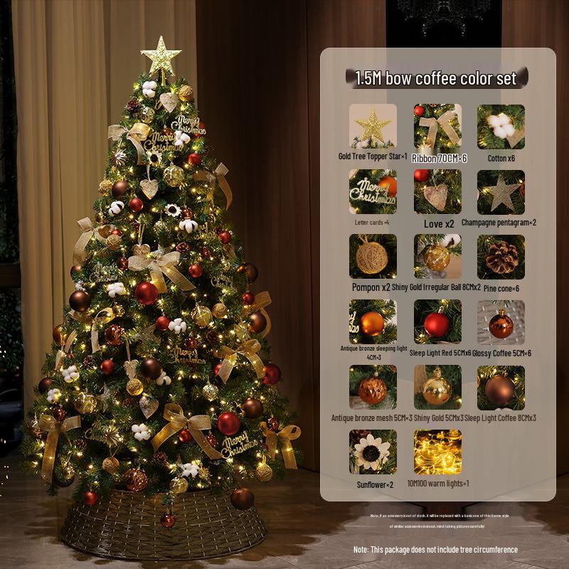 Large Encrypted Flickering Christmas Tree Ornament Set for Living Room Decor