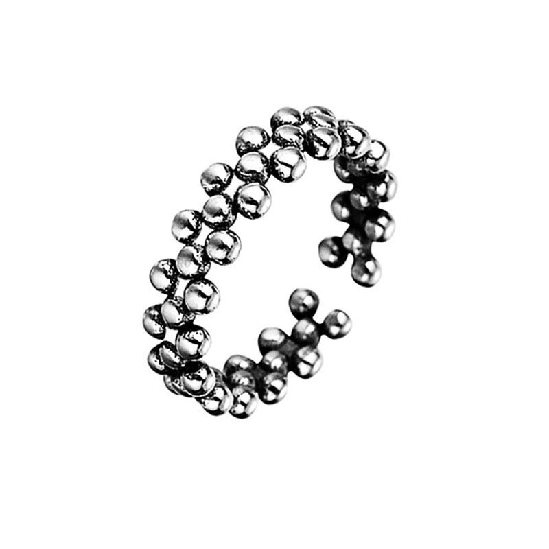 VENTFILLE CopperCreative Glossy Round Bead Ring Retro Exquisite Geometric Personality Opening Party Jewelry