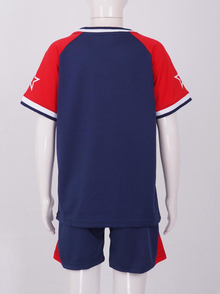 Set de îmbrăcăminte sport pentru copii Tricou cu mânecă scurtă și pantaloni scurți pentru băieți Costum sport Trening Vară Fotbal Baschet Fitness Îmbrăcăminte sportivă