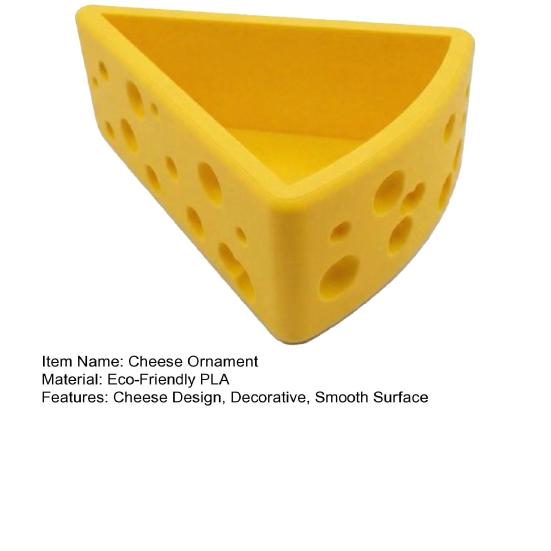 Cheese Ornament, 3D Printing Smooth Surface Storage Box, Cheese Hole Design Bright Yellow Cosmetic Organizer for Keys Cosmetics Stationery