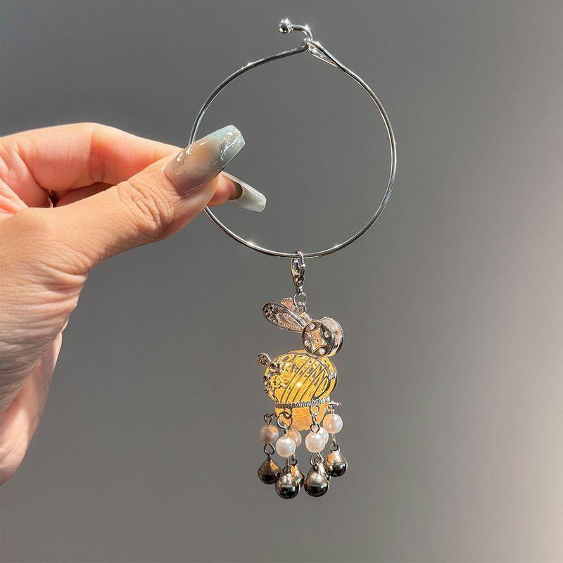 

National Style Luminous Bracelet with Light Ancient Style Palace Bell Jewelry Metal Hanfu Accessories Night Market Feeling Toy Stall SL112-Luminous-Osmanthus Rabbit Silver