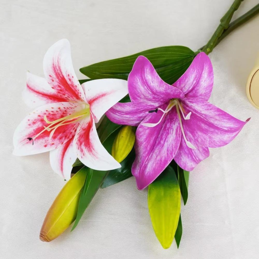 65cm Artificial Lily Flower Silk Wedding Bridal Bouquet New Fake Lily Bouquet  Living Room Decor