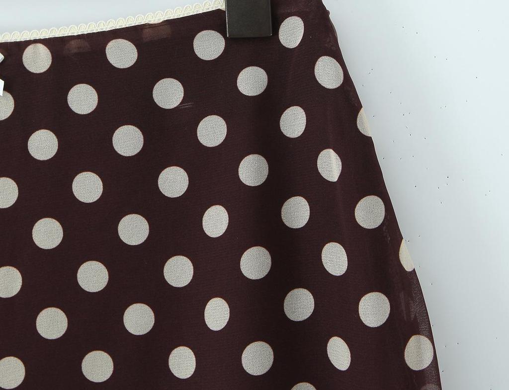 American Style Polka Dot V-Neck Camisole & High-Waisted Skirt Two-Piece Set
