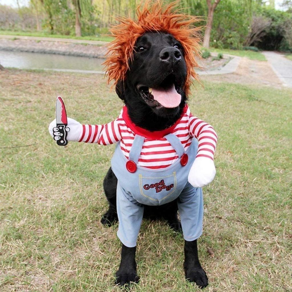 Hundeschreckliches Kostüm, Haustierkostüm, Halloween, Cosplay für Hunde, lustige Hundeparty-Kleidung, Hut, Weihnachtskostüm, Hundekleidung (S)