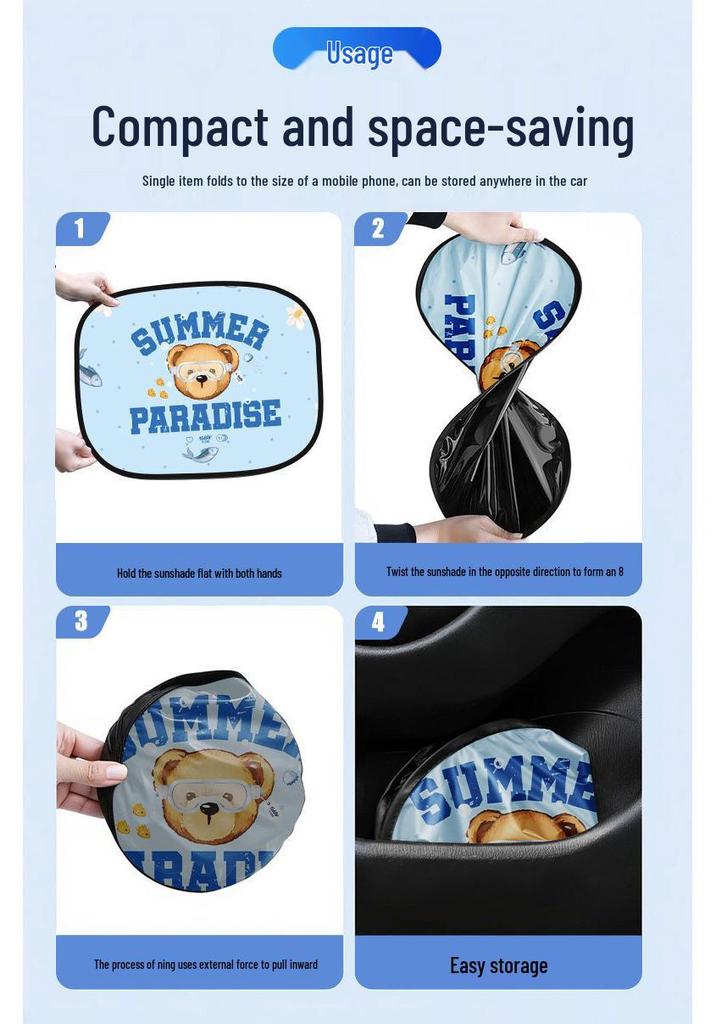 Cartoon Car Side Window Sunshade: Baby Privacy Curtain & Heat Insulation with Electrostatic Sticker