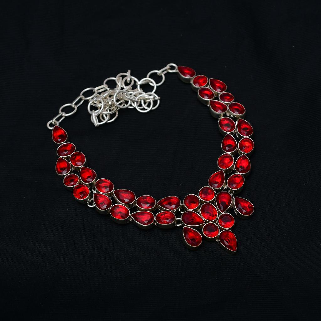 Granat Edelstein : 925er Sterlingsilber Handgefertigt Mehrere Formen Stein Halskette Schmuck