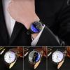 Men Roman Numerals Blu-Ray Faux Leather Band Quartz Analog Business Wrist Watch