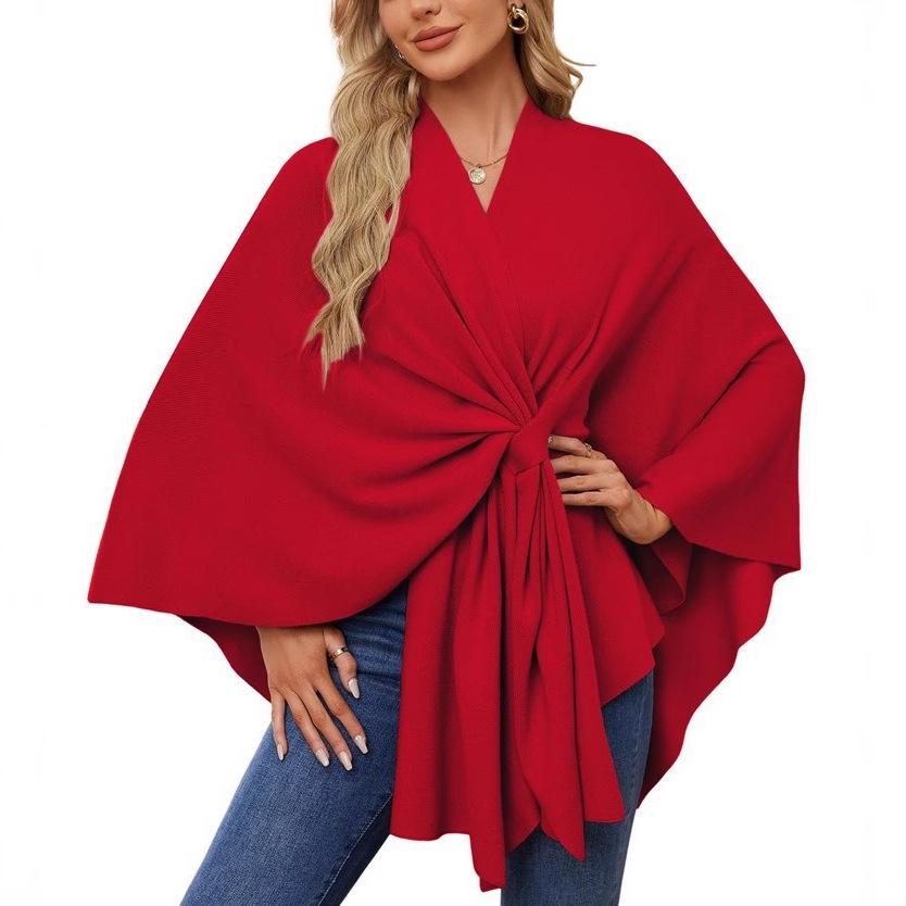 Women's Elegant Solid Color Shawl Coat Cloak - 2024 Bestseller