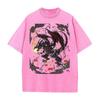 Anime T-shirt Red Eyes Black Dragon Short Sleeve Tee Shirt Vintage Summer Washed Pure Cotton Tops Men's Clothing
