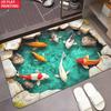 2D Flat Printing Koi Pond Door Mat Natural Scenery Fish Pool Soft Non-Slip Welcome Mat Indoor Outdoor Home Decor Carpet