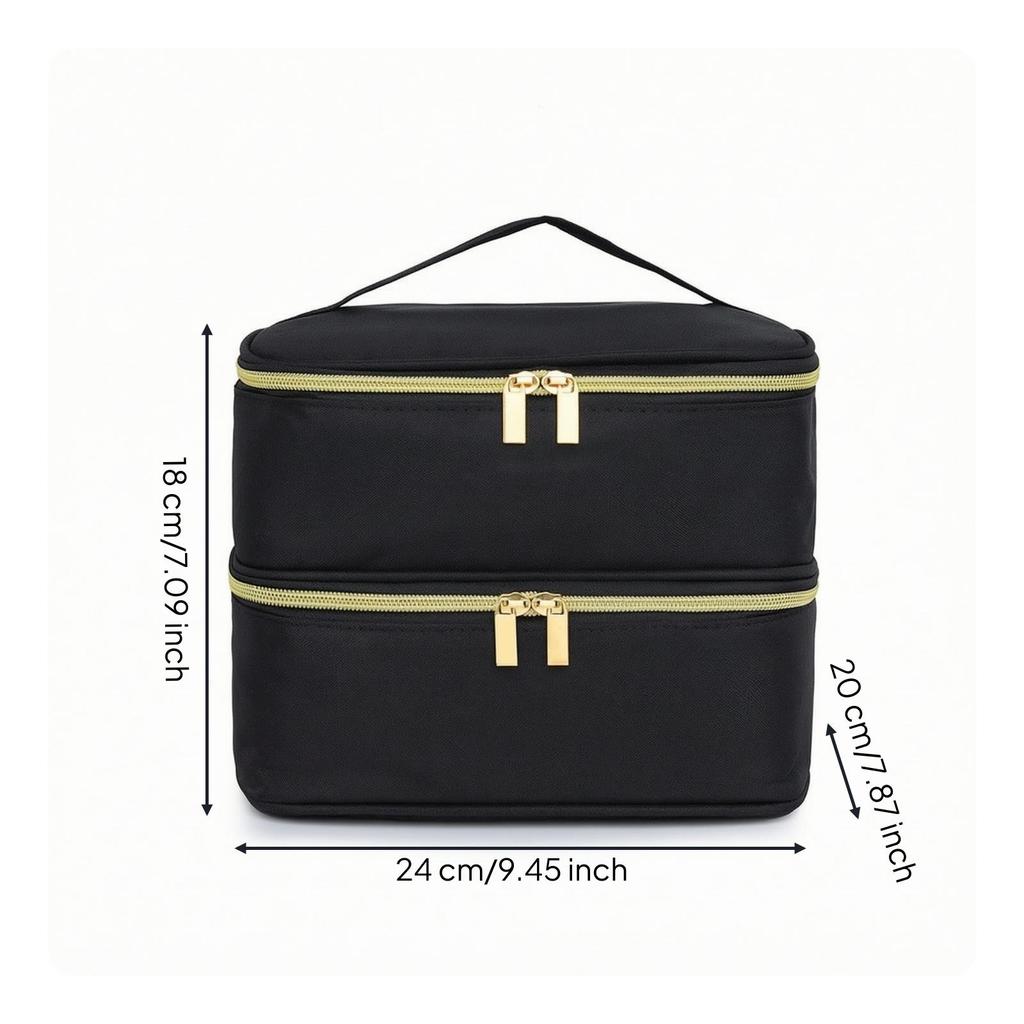 Double-Layer Storage Bag Lightweight Makeup with Handle Boxy for Travel
