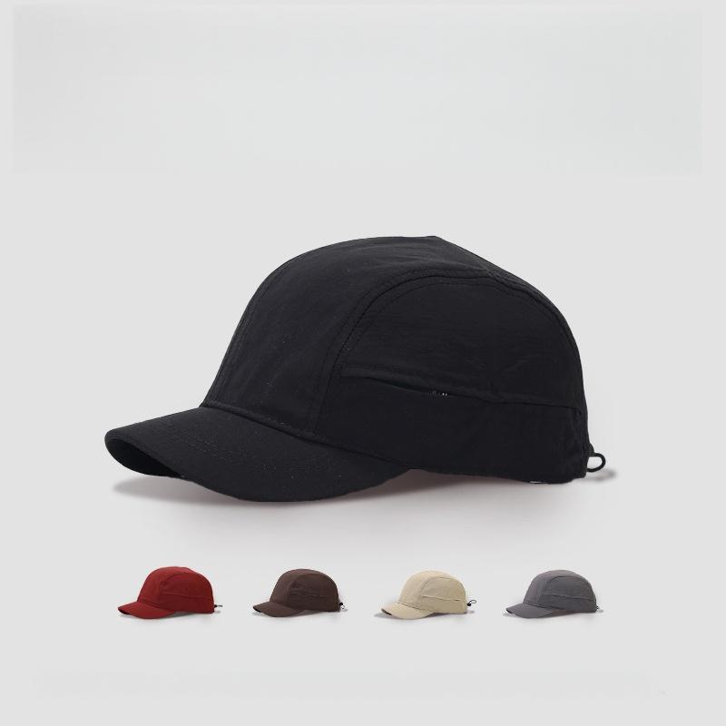 New Short-Brimmed Solid Color Baseball Cap Lightweight Quick-Dry Polyester Adjustable Buckle Closure Sun Protection Breathable