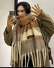 Japanese gentle mohair scarf women's winter thickened warm atmosphere student plaid shawl scarf men