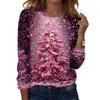 Women's Casual Long Sleeve Christmas Print Round Neck Top