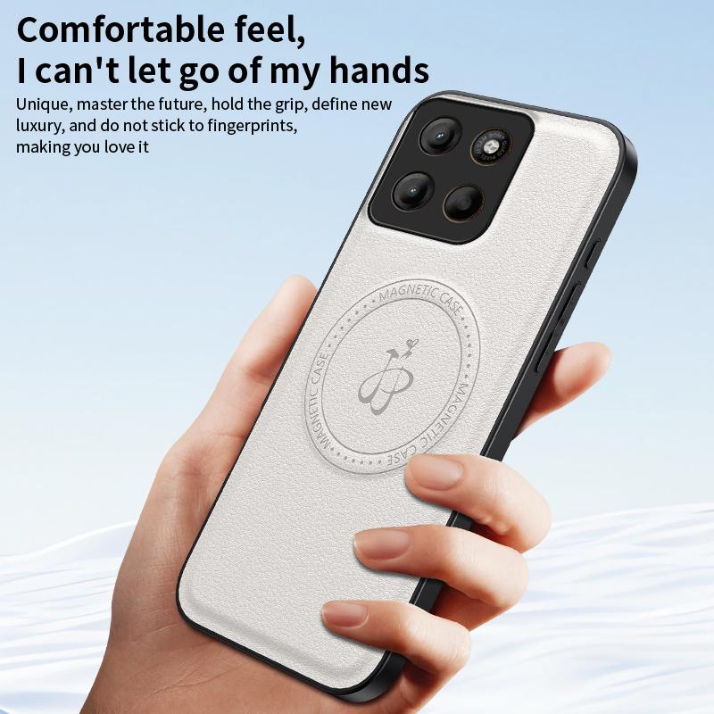 Wireless Charging Magnetic Case for Motorola Moto G05 G15 G75 G85 5G E15 Protective Cover PU Leather Hard Back Shell Coque