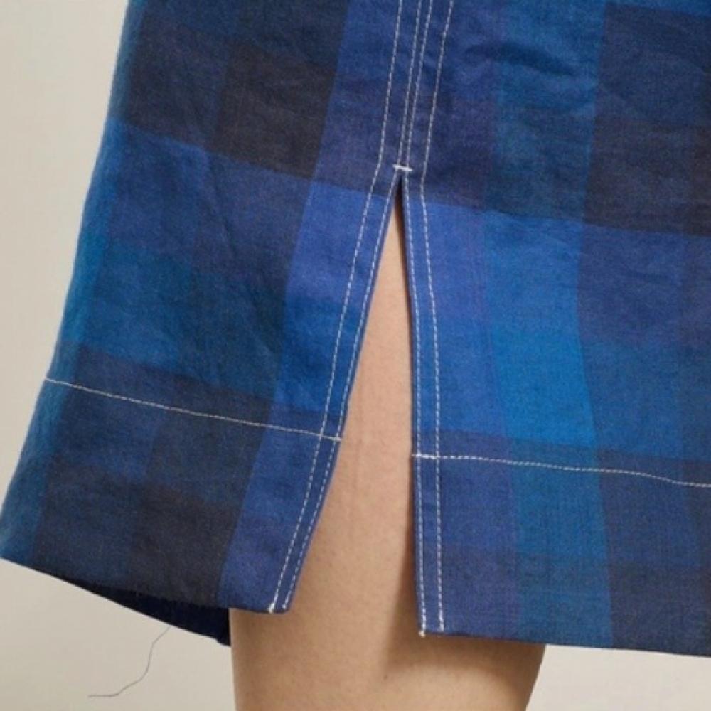 Bcbg String Dress Blue Check B5m6o655