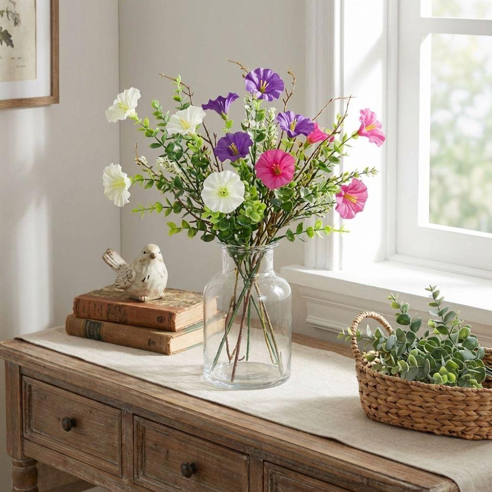 UV Resistant Artificial Morning Glory Flowers Lifelike Simulation Silk Flower  Outdoor