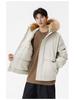 Men's and Women's Thickened Winter Down Jacket with Fur Collar, 90% White Duck Down Hooded Parka.