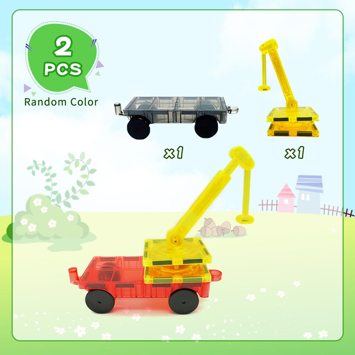 Magnetic Building Block Toys, Magnetic Little Car, Double-Sided Pattern, Including Crane, Train, Children s Holiday Birthday Gift