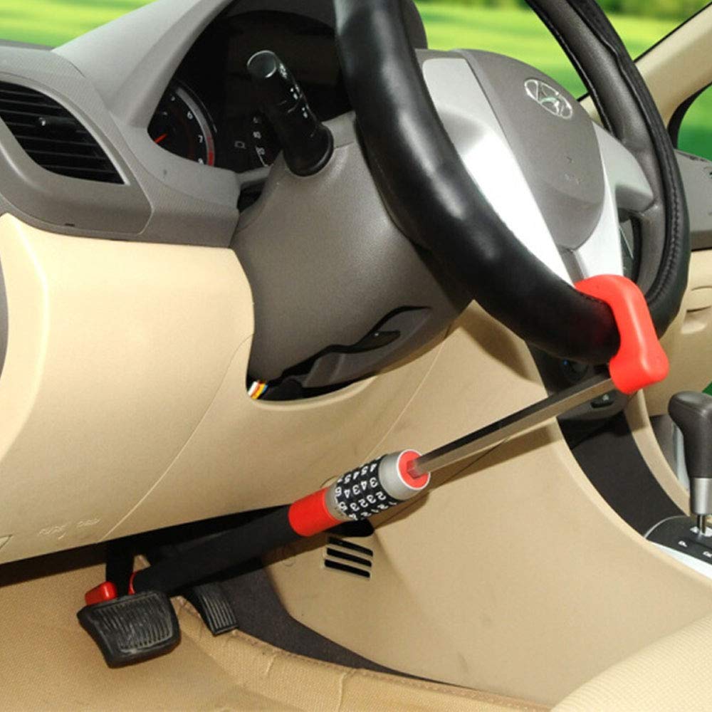 

WANLIAN Car Code Car Brake Wheel Locking Steering Wheel Clutch Adjustable Length Lock Steering Wheel Car Car Theft Combination Easy Installation Lock,