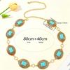 Bohemian Silver Turquoise Waist Chain - Retro Ethnic Belt for Dresses