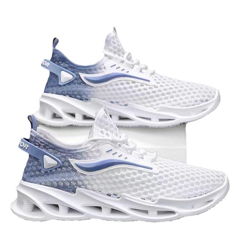 Foreign trade men's shoes summer breathable hollow blade sole mesh shoes comfortable breathable lightweight mesh casual low-top running shoes