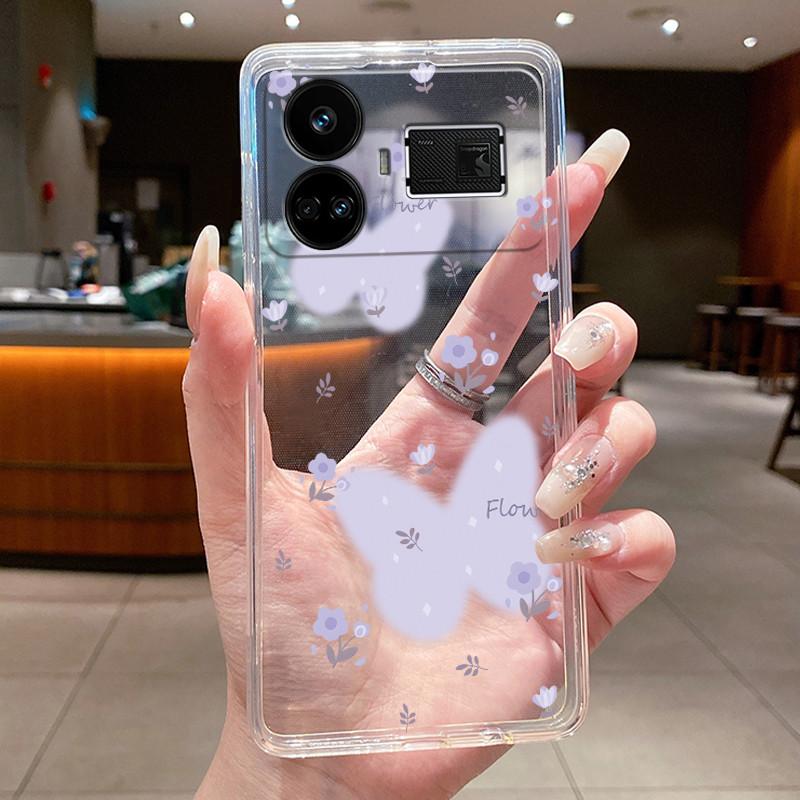 Case For OPPO Realme GT5 240W Flower Butterfly Protective Casing For Realme GT 5 240W Transparent Soft Silicone TPU Phone Cover