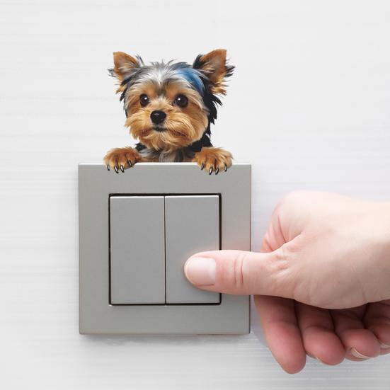 Light Switch Plate Stickers Cute Cartoon Puppy Decorative Switch Cover Decals 1 Pc