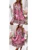 New Summer V-neck Chiffon Pleated Print Dress