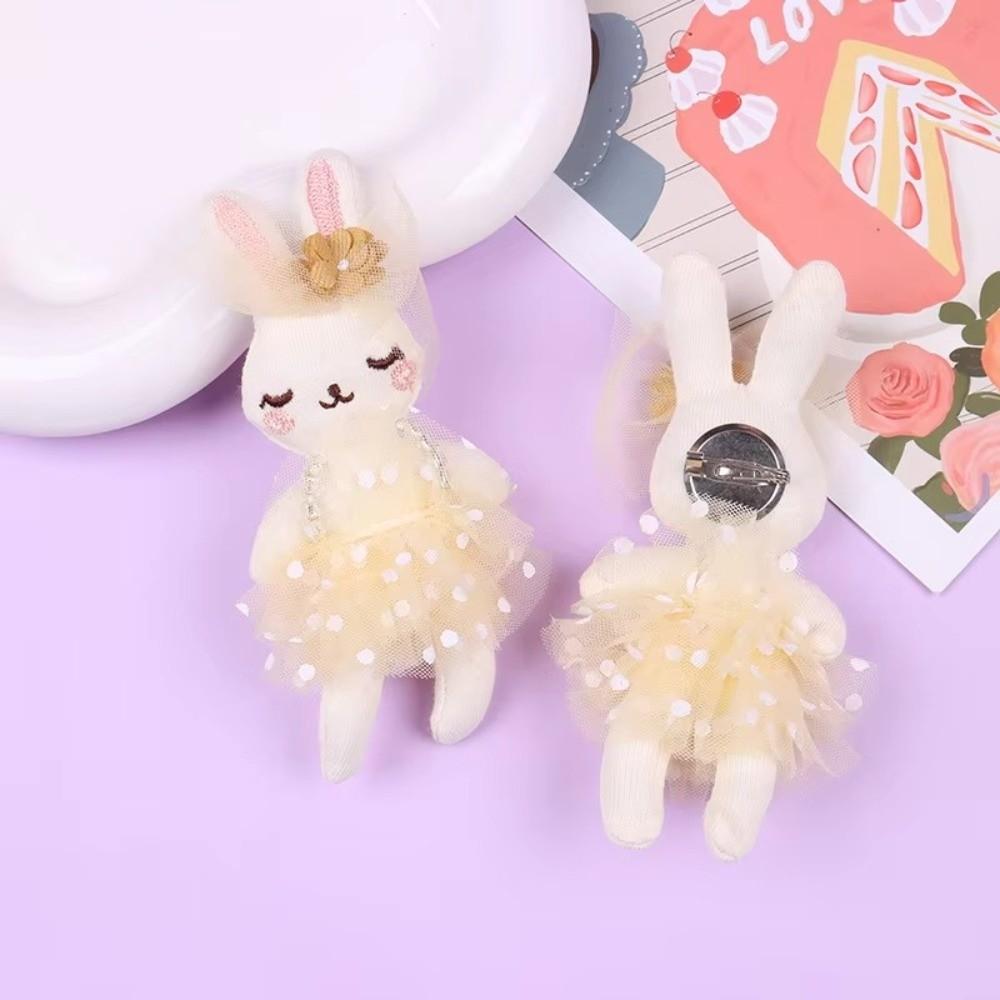 Cute Handmade Bunny Brooch DIY with Tulle Skirt Princess Rabbit Animal Cartoon Pin Hair Clip Accessories