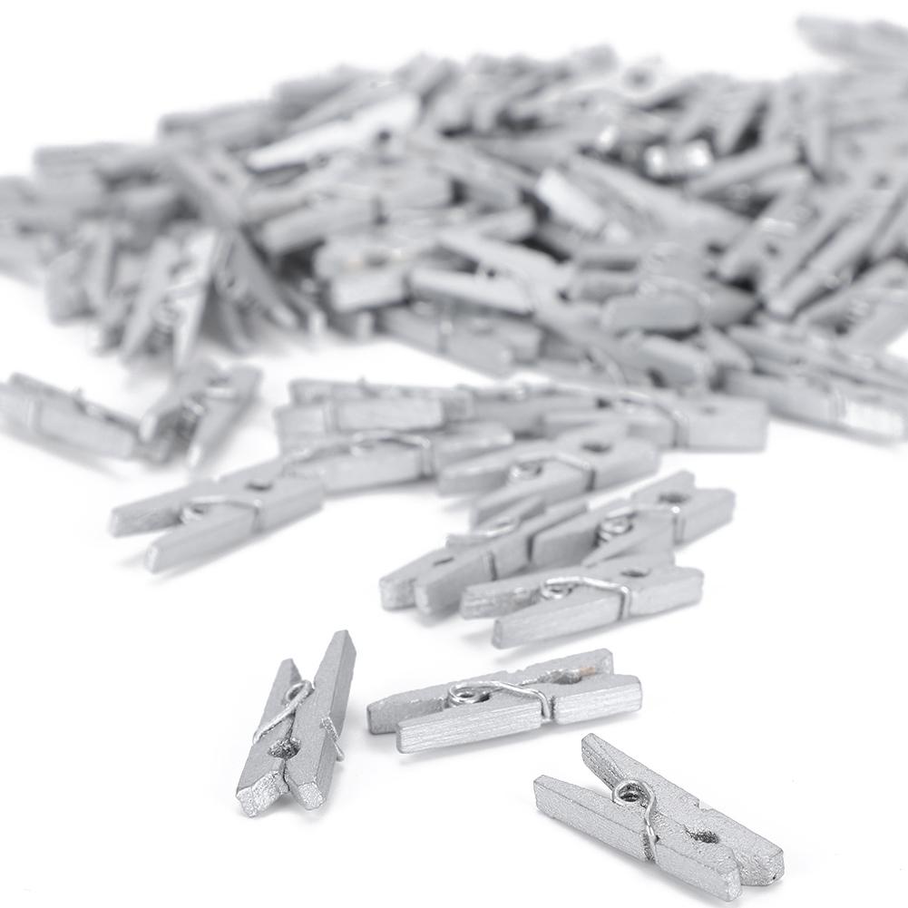 300pcs Mini Wooden Decoration Clips Pegs Clothespin for Photo Paper Scrapbooking Home Office