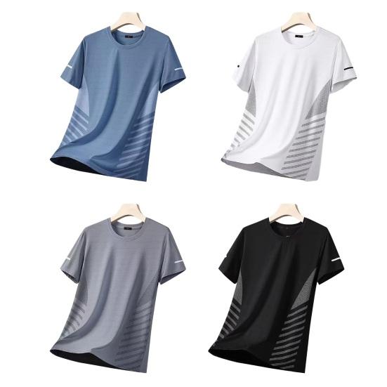 Herren Schnelltrocknendes T-Shirt Atmungsaktives Netz Sportliches Sommer-T-Shirt mit Seitenstreifen Lockerer Schnitt Lässiges T-Shirt für Fitnessstudio Training Laufen Tägliches Tragen
