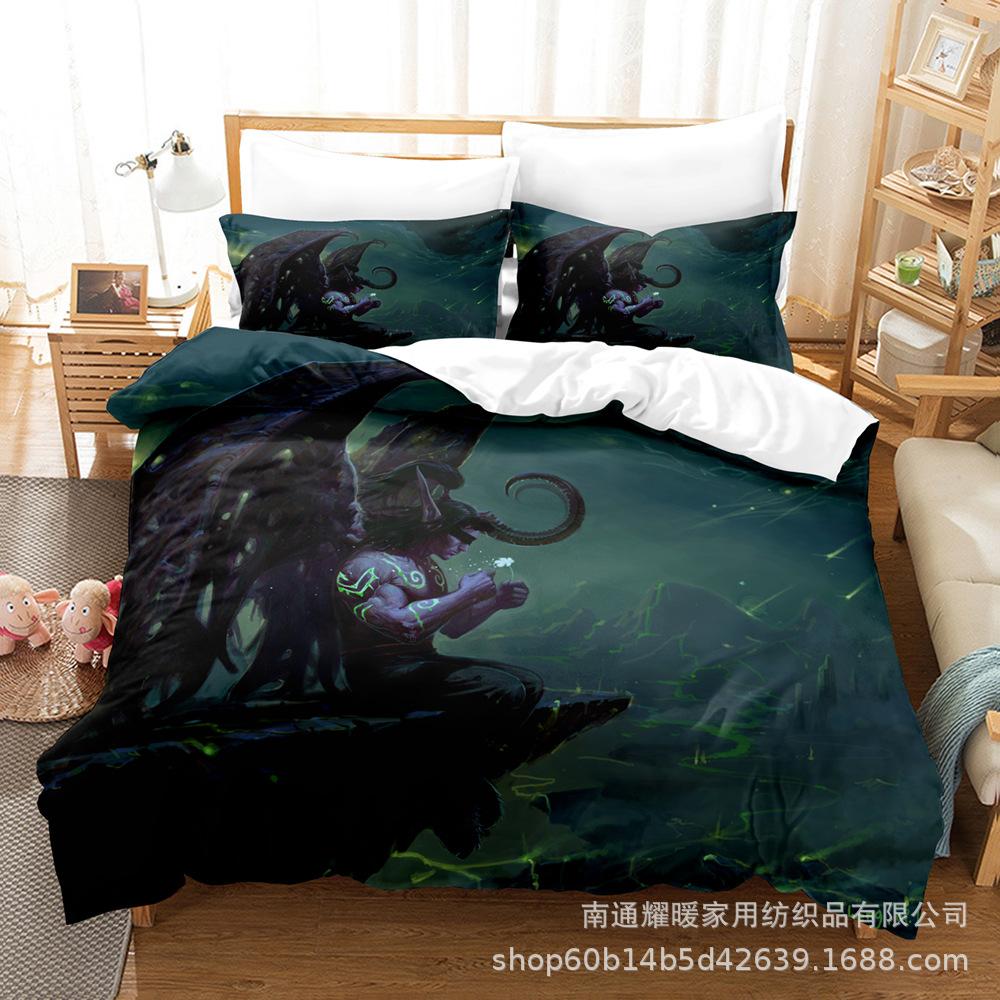 3D Digital Printing Bedding Four-Piece Set Three-Piece Set Warcraft Bed Sheet Quilt Pillow